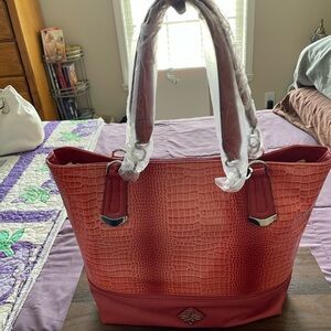 Simply Vera Vera Wang Red Tote Bag with Croc-Embossed Texture